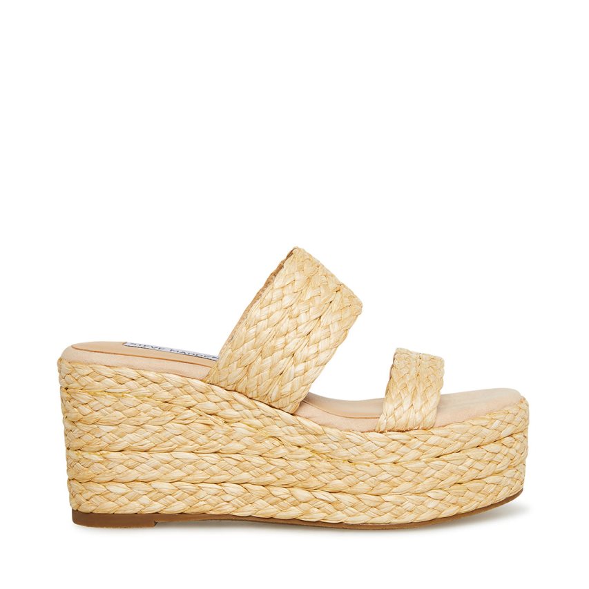 Zapatos Cuña Steve Madden Jane Natural Raffia Mujer Beige | ES TK9S16